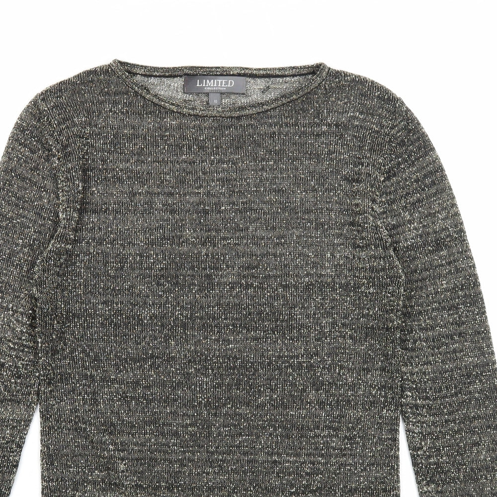 Limited Collection Womens Gold Round Neck Acrylic Pullover Jumper Size 10