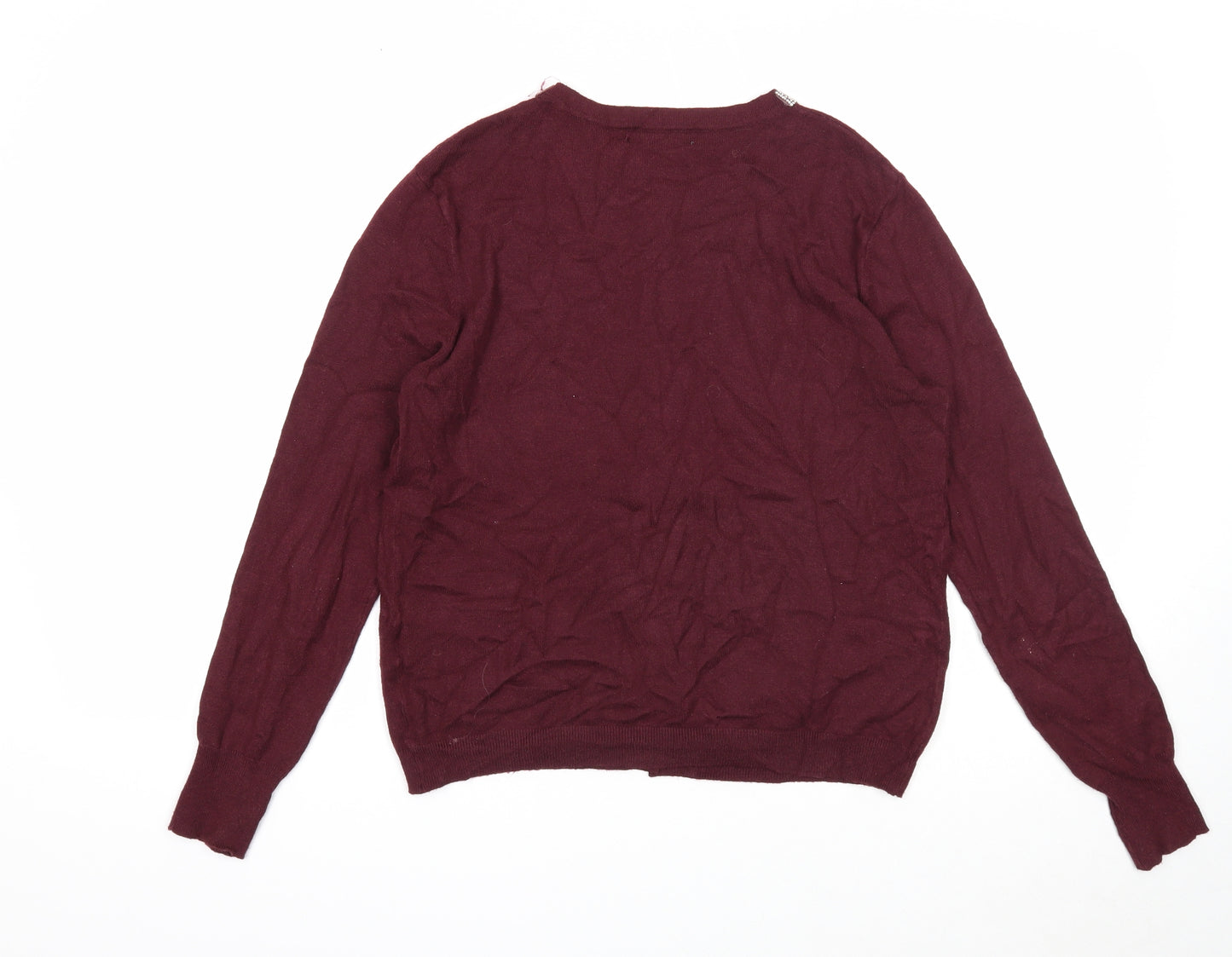 Primark Womens Purple Round Neck Viscose Cardigan Jumper Size 12