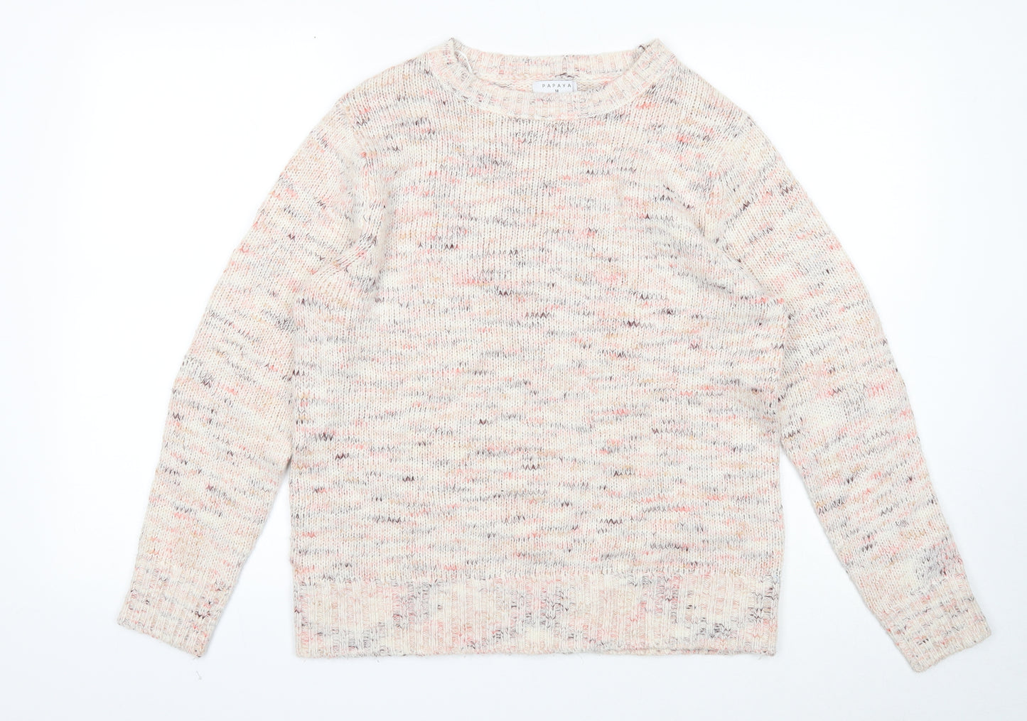 Papaya Womens Pink Round Neck Acrylic Pullover Jumper Size M
