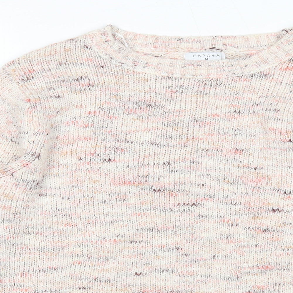 Papaya Womens Pink Round Neck Acrylic Pullover Jumper Size M
