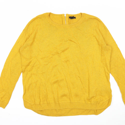 H&M Womens Yellow Round Neck Acrylic Pullover Jumper Size M