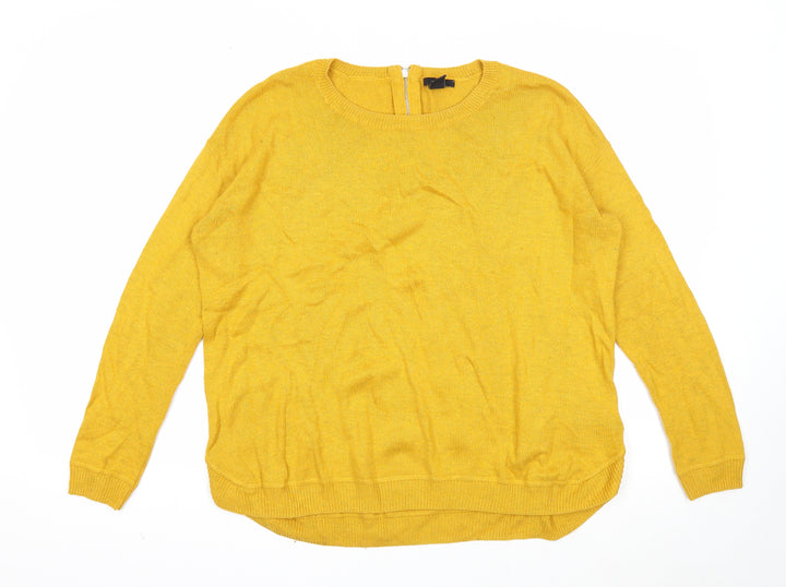 H&M Womens Yellow Round Neck Acrylic Pullover Jumper Size M