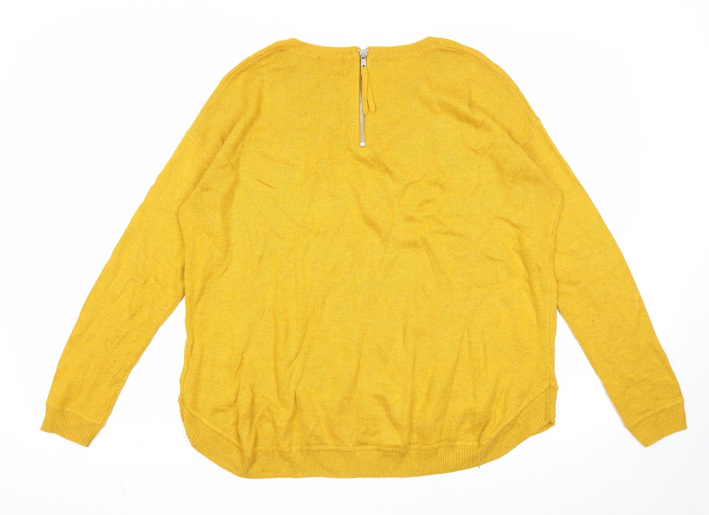 H&M Womens Yellow Round Neck Acrylic Pullover Jumper Size M