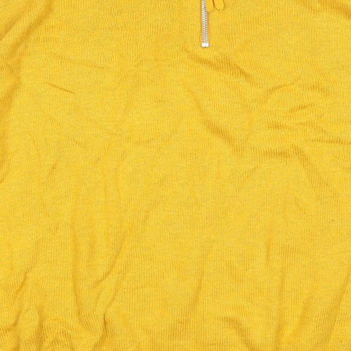 H&M Womens Yellow Round Neck Acrylic Pullover Jumper Size M