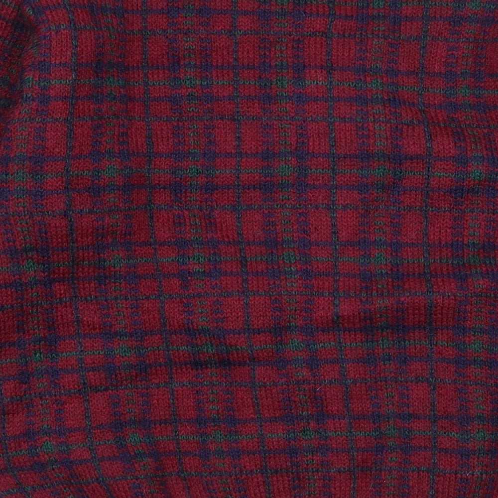 Preworn Womens Purple Round Neck Plaid Mohair Cardigan Jumper Size S