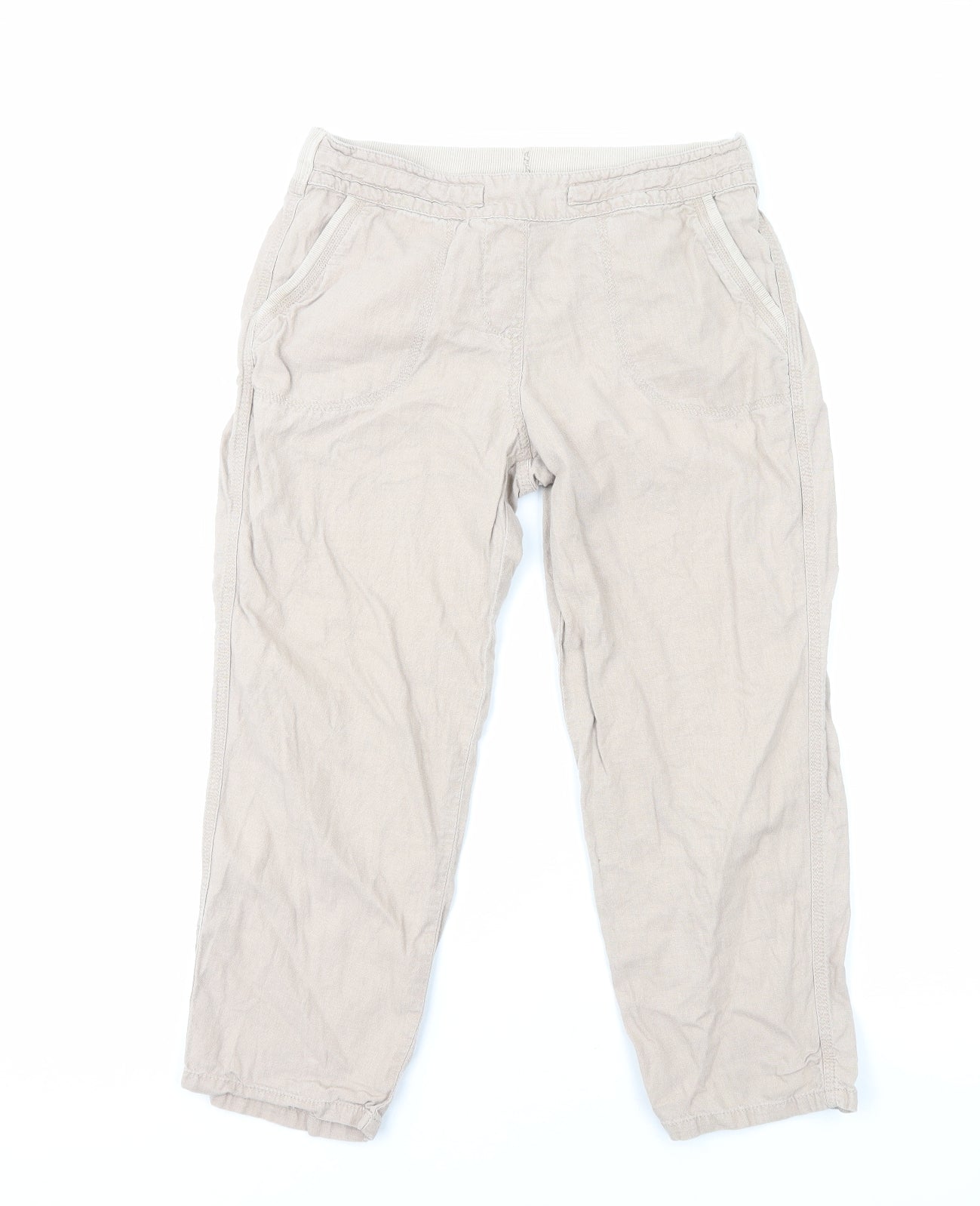 Marks and Spencer Womens Beige Linen Trousers Size 10 Regular