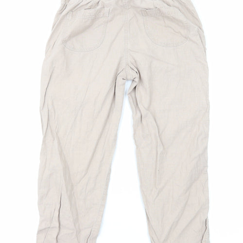Marks and Spencer Womens Beige Linen Trousers Size 10 Regular
