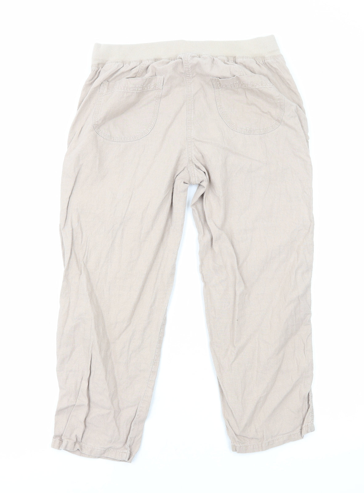 Marks and Spencer Womens Beige Linen Trousers Size 10 Regular