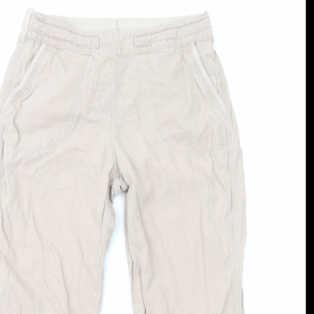 Marks and Spencer Womens Beige Linen Trousers Size 10 Regular