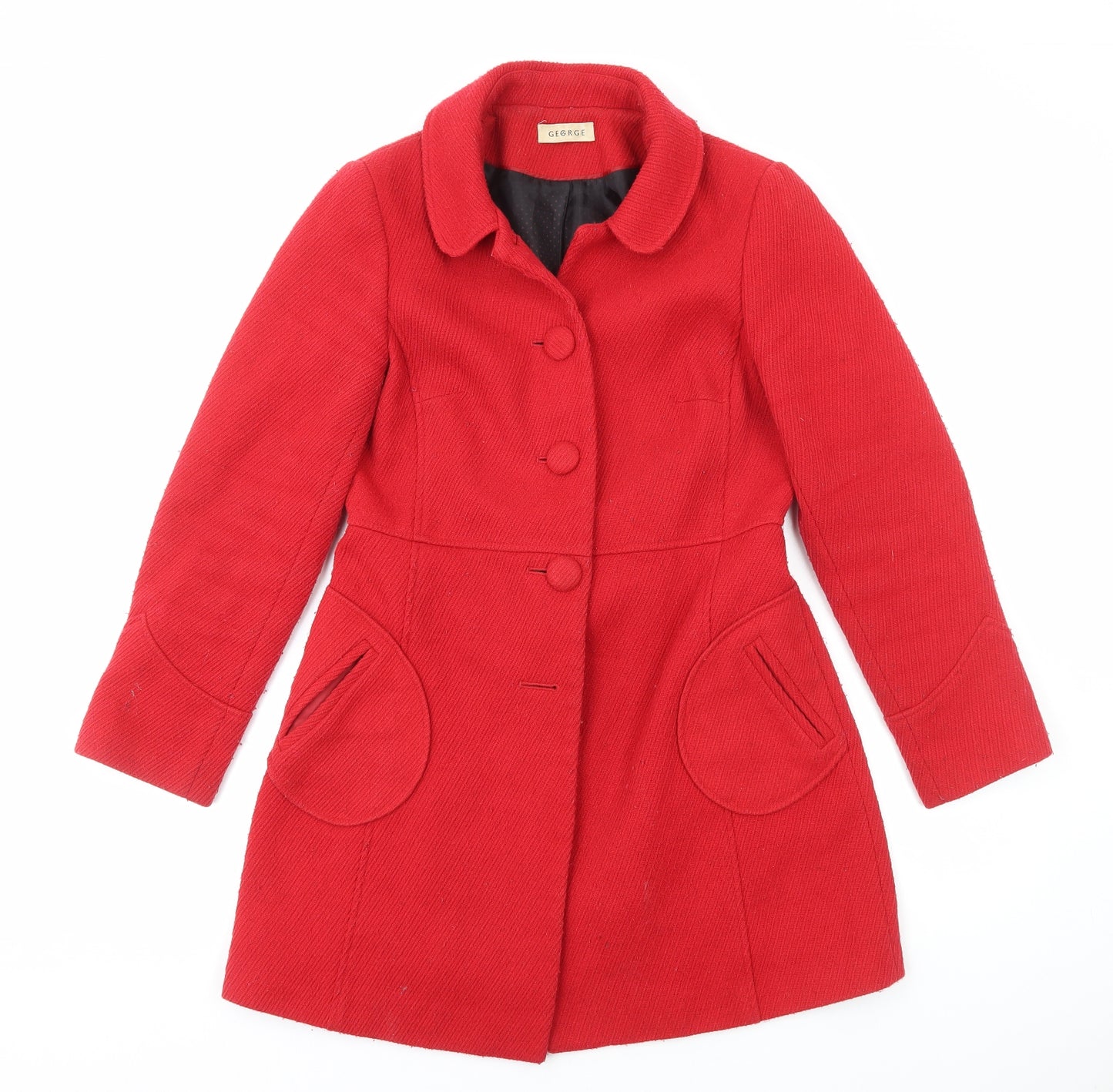 George Womens Red Overcoat Coat Size 12 Button