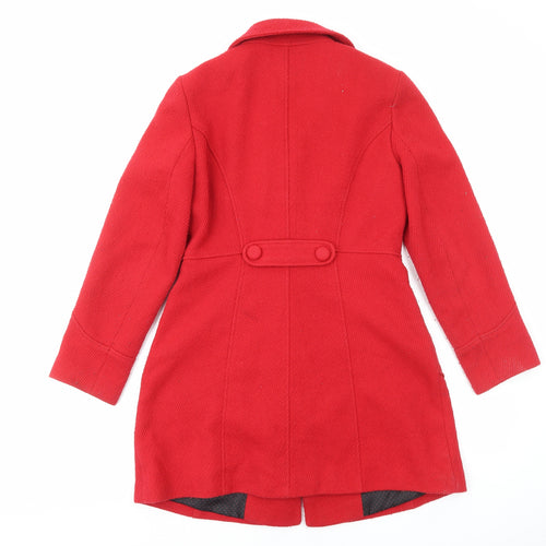 George Womens Red Overcoat Coat Size 12 Button