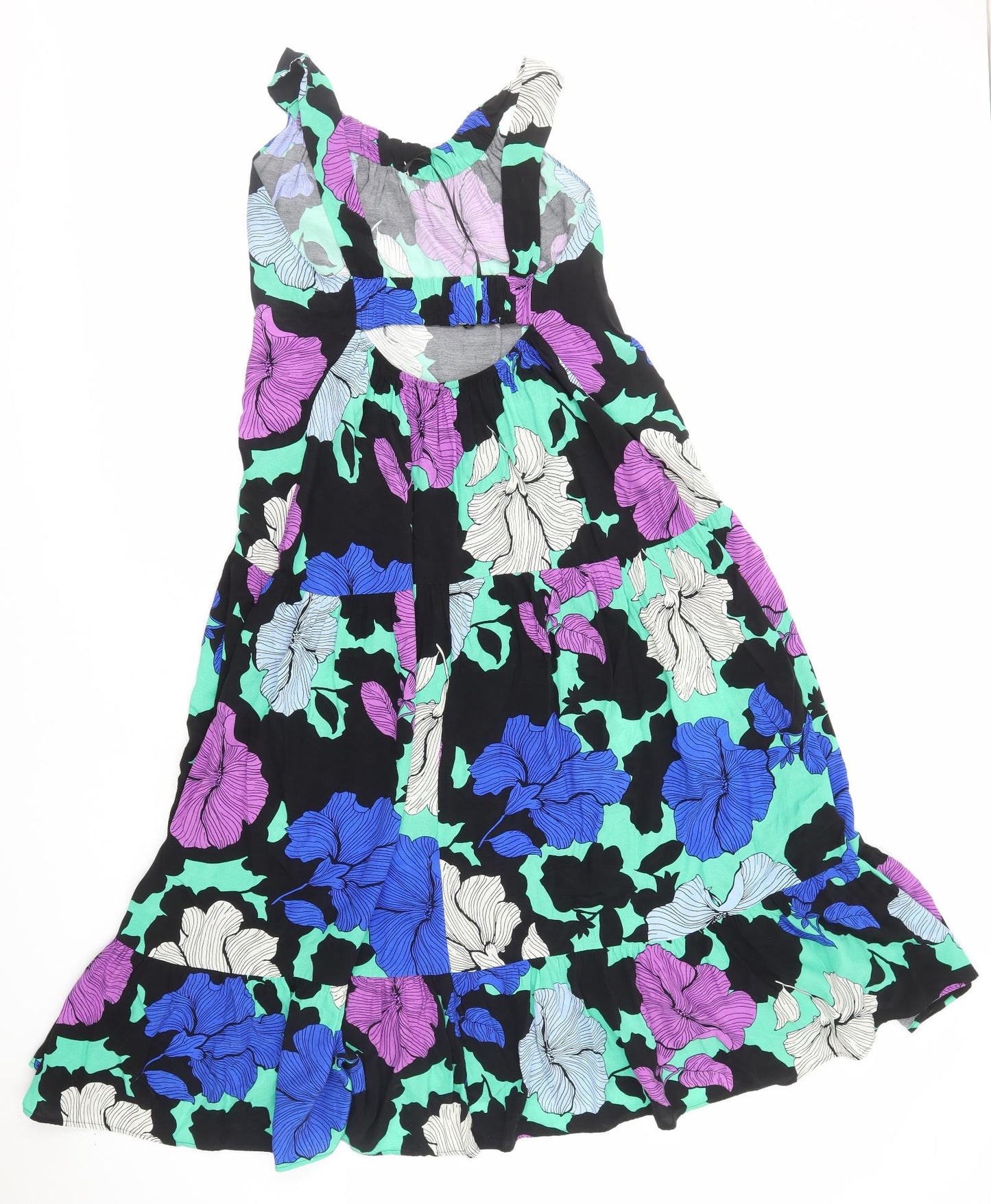 Marks and Spencer Womens Multicoloured Floral Viscose Fit & Flare Size 10 Round Neck Pullover