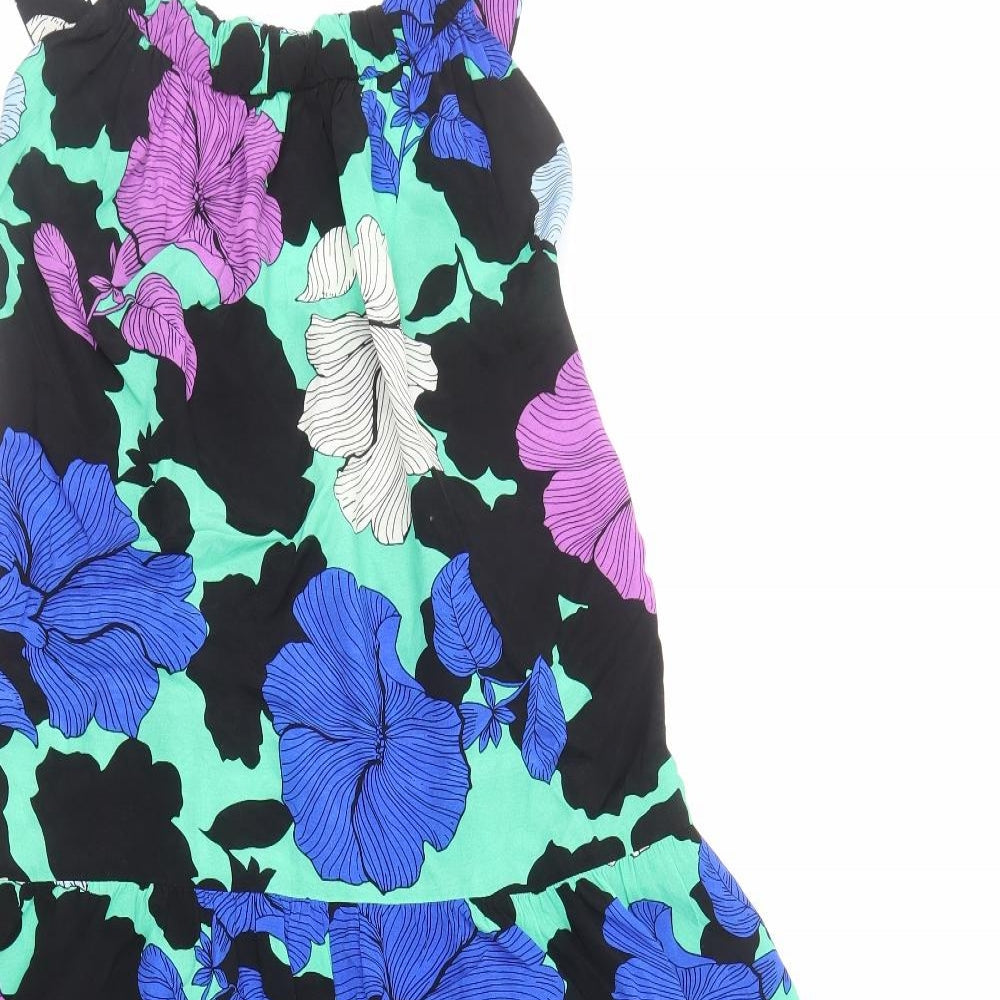 Marks and Spencer Womens Multicoloured Floral Viscose Fit & Flare Size 10 Round Neck Pullover