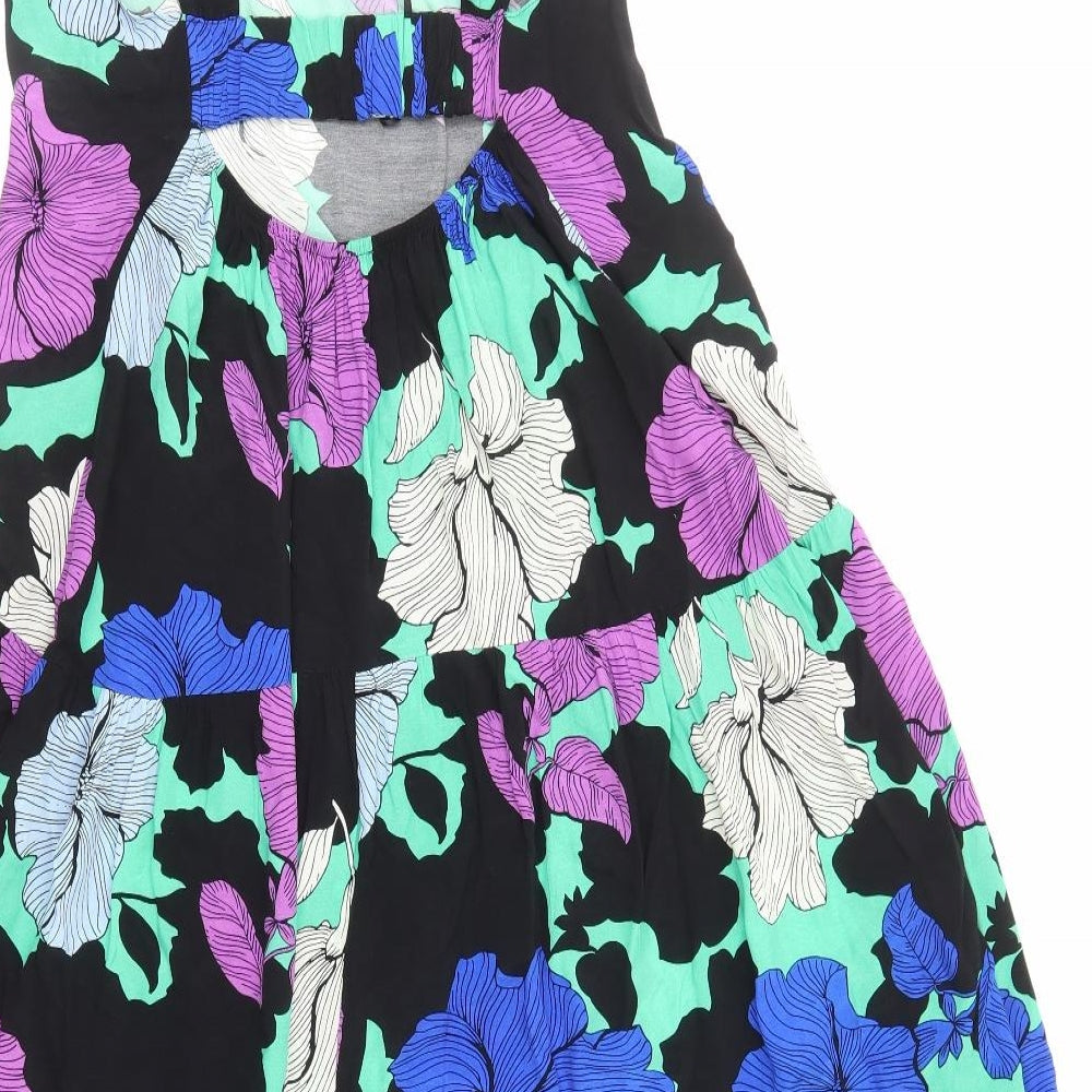 Marks and Spencer Womens Multicoloured Floral Viscose Fit & Flare Size 10 Round Neck Pullover