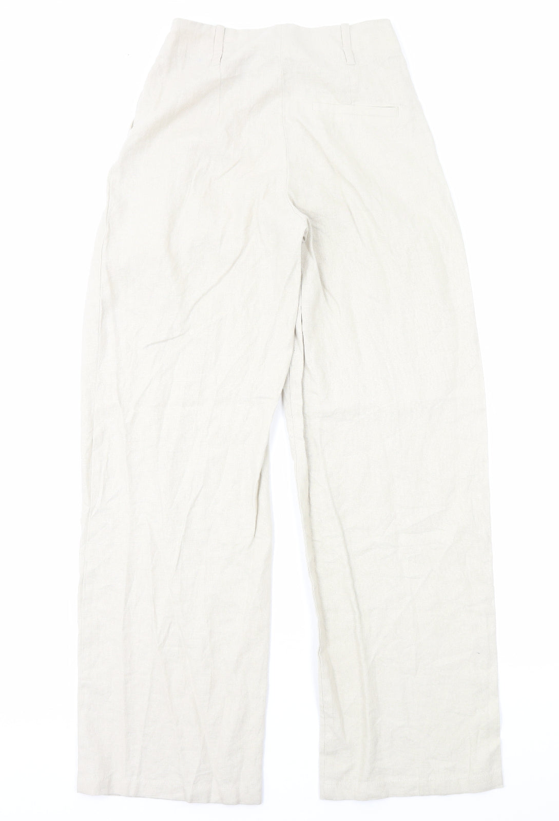 Bershka Womens Beige Linen Dress Pants Trousers Size 6 Regular Zip