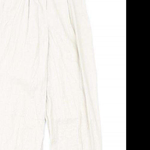 Bershka Womens Beige Linen Dress Pants Trousers Size 6 Regular Zip
