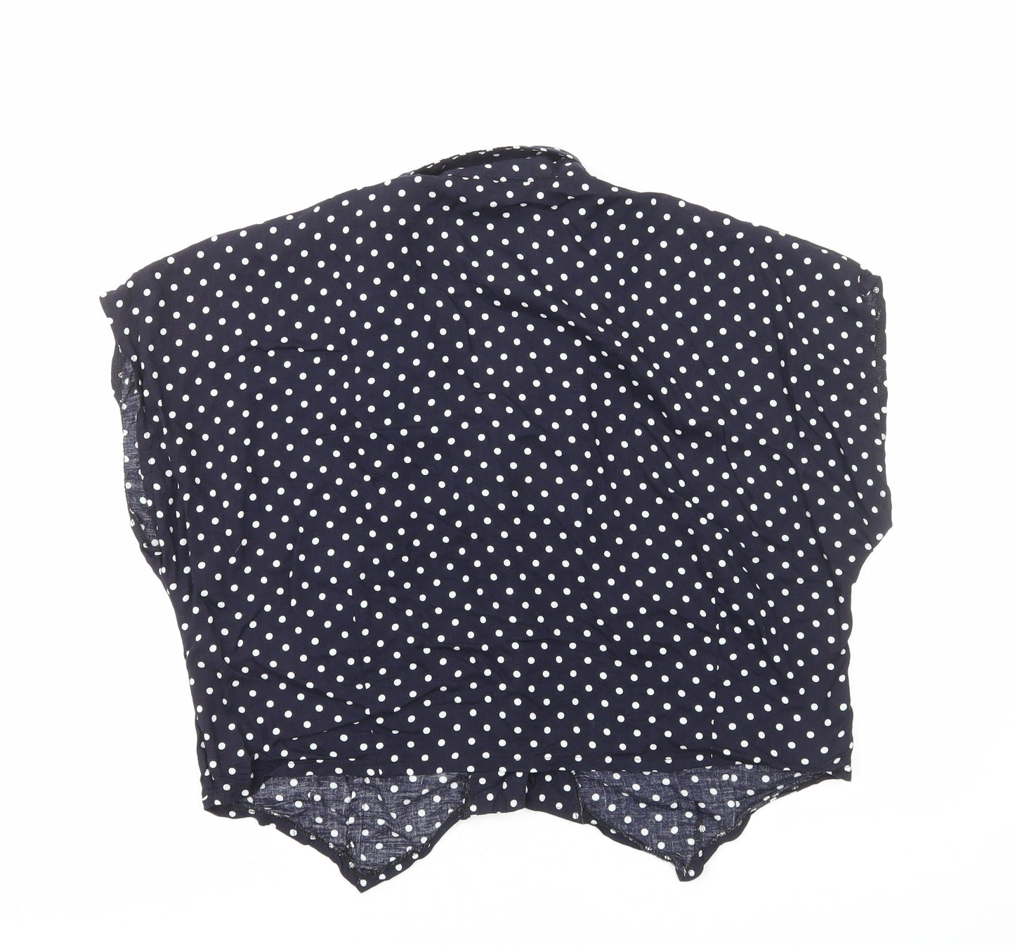 Custom Clothes Womens Blue Polka Dot Viscose Basic Button-Up Size S V-Neck