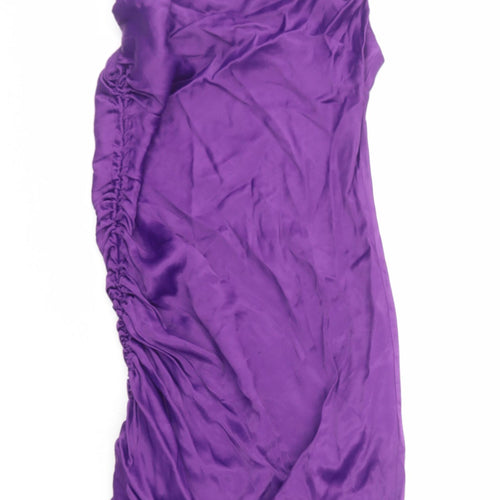 Zara Womens Purple Polyester Sheath Size S Cowl Neck Pullover - Chain Straps