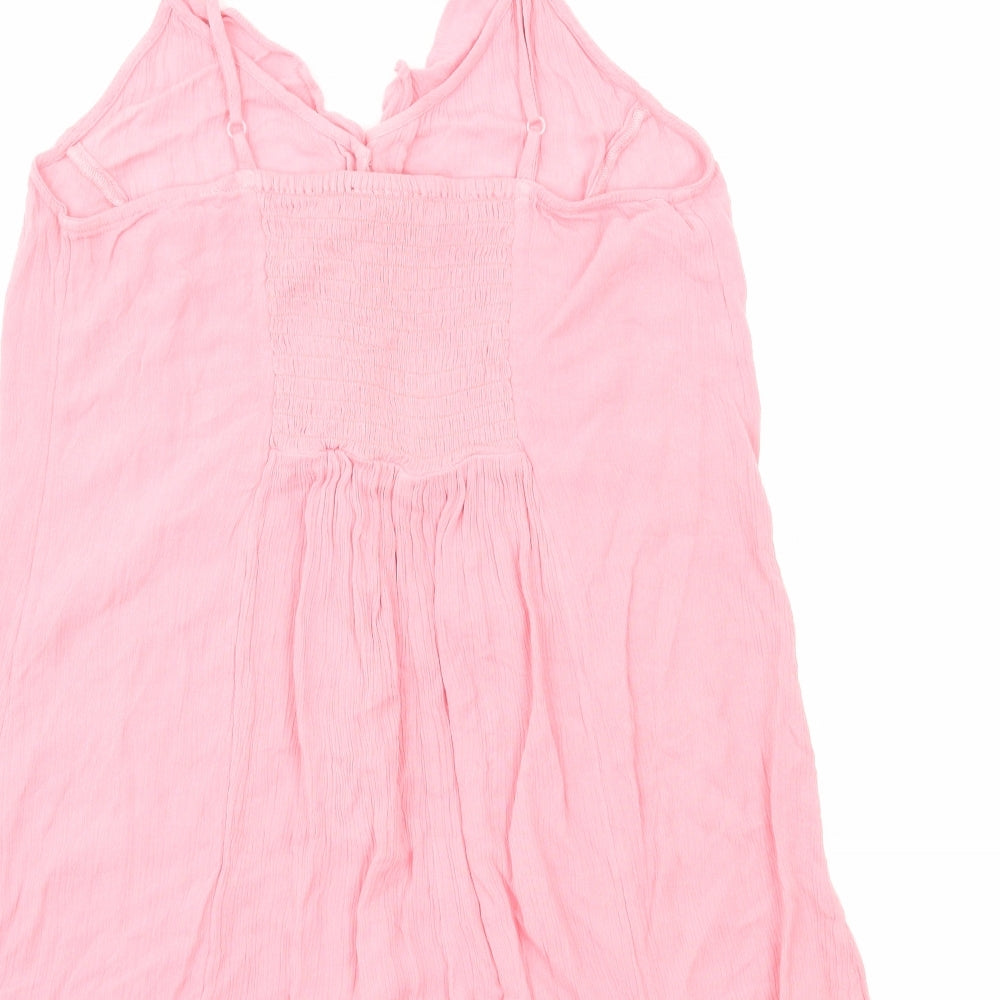 Topshop Womens Pink Solid Viscose Top One Piece Size M Button