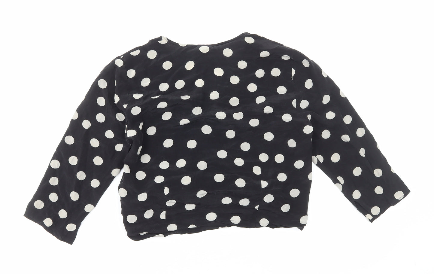 Mixit Womens Black Polka Dot Viscose Wrap Blouse Size 8 V-Neck - Cropped