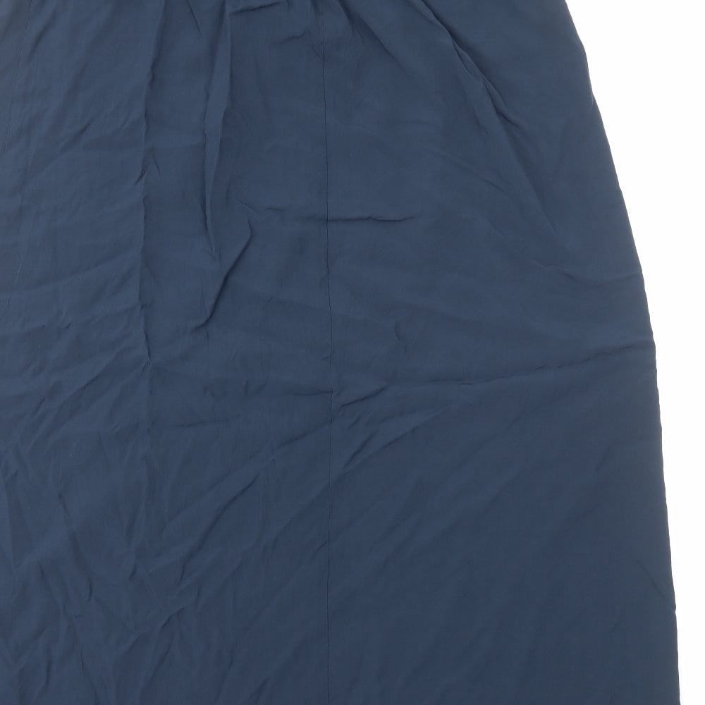 New Look Womens Blue Viscose Maxi Skirt Size 10 Zip