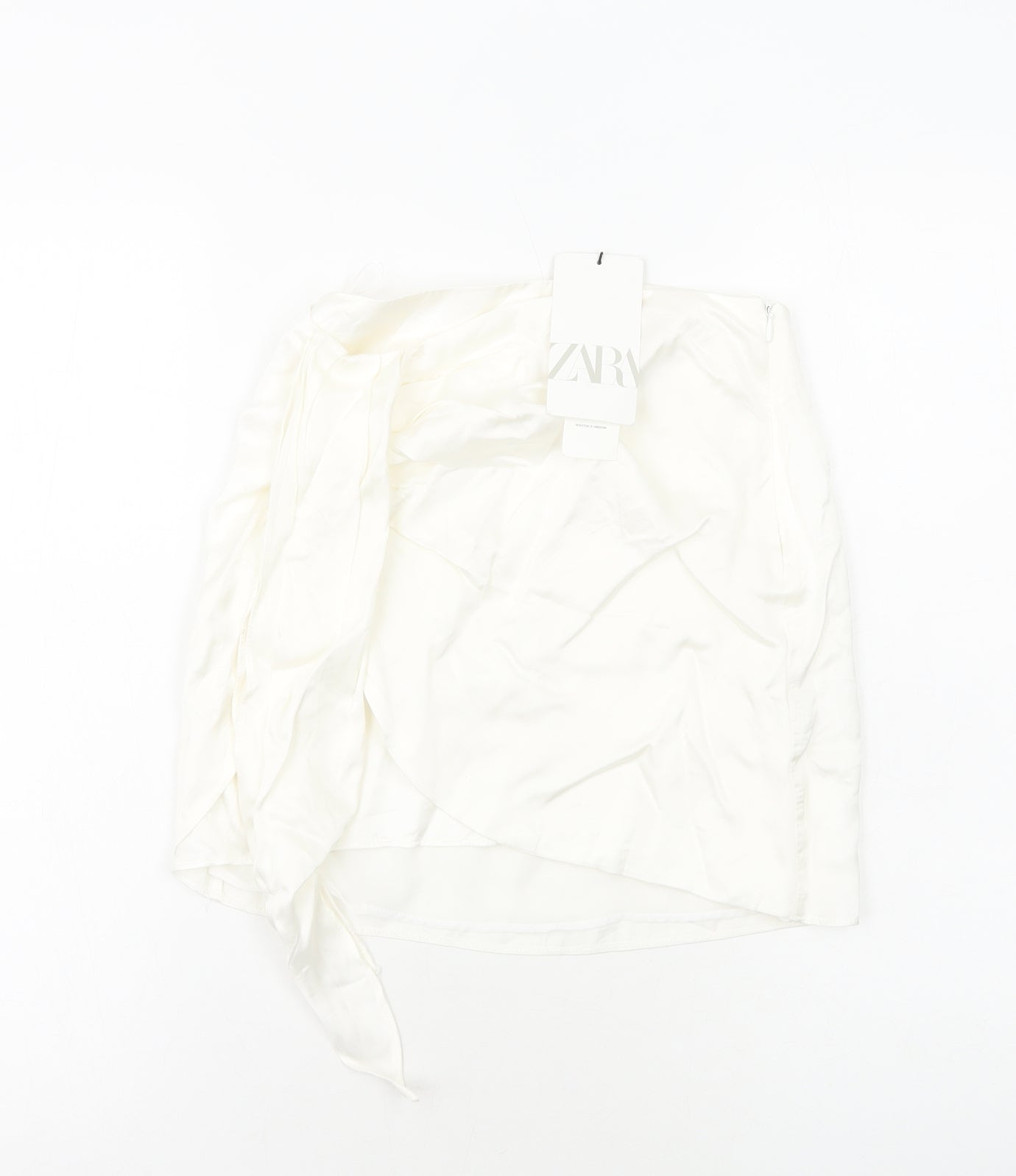 Zara Womens White Polyester Swing Skirt Size XS Zip