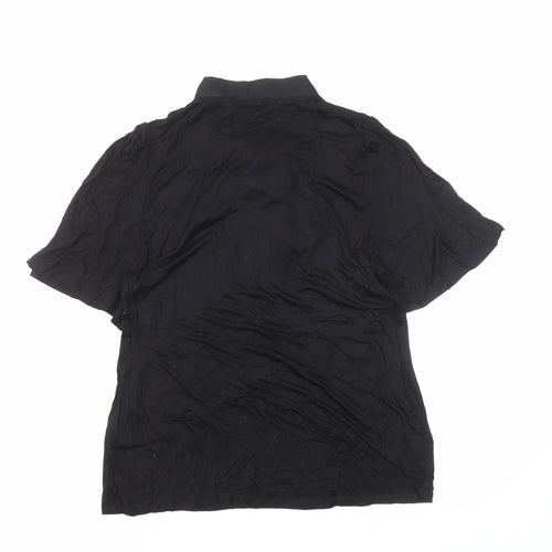 Marks and Spencer Womens Black Viscose Basic T-Shirt Size 14 Round Neck