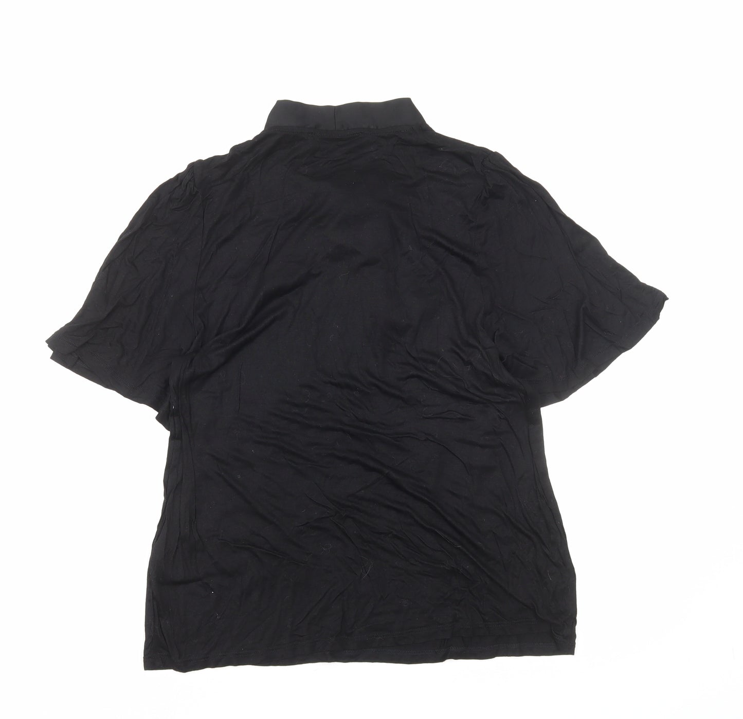 Marks and Spencer Womens Black Viscose Basic T-Shirt Size 14 Round Neck