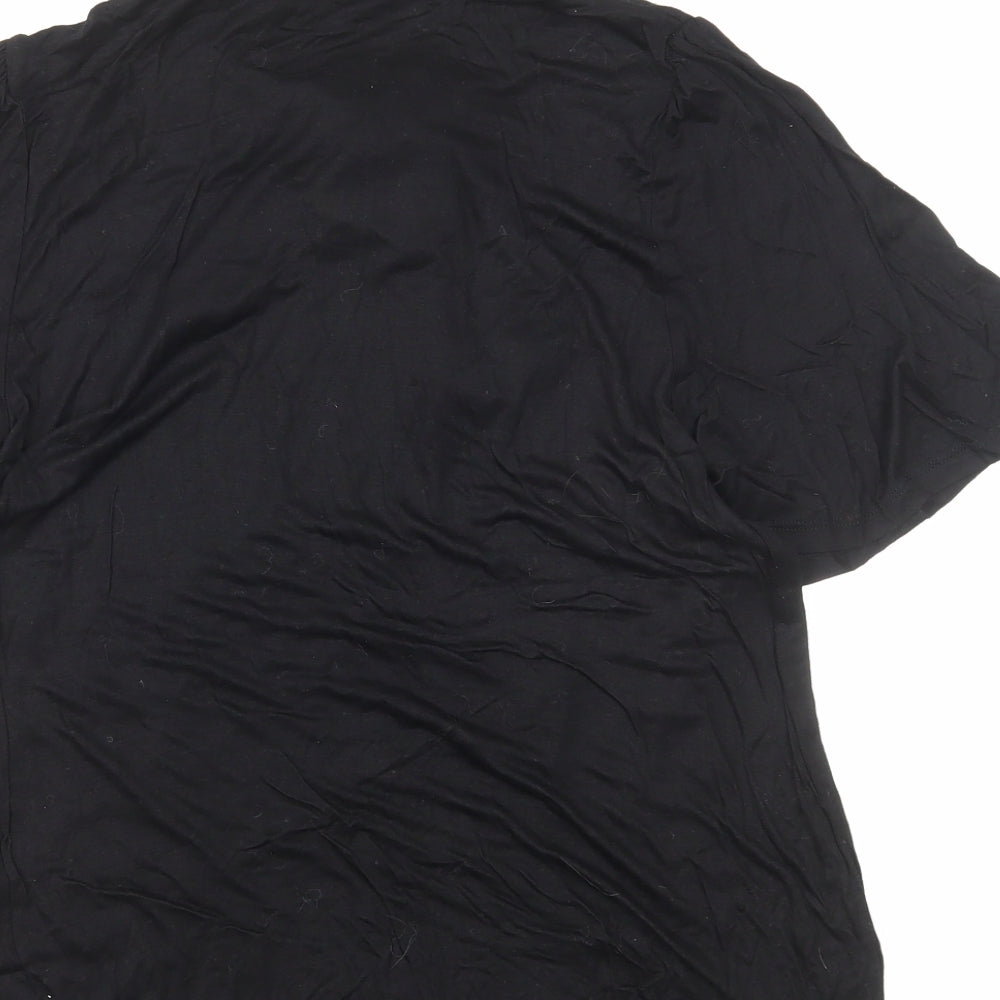 Marks and Spencer Womens Black Viscose Basic T-Shirt Size 14 Round Neck