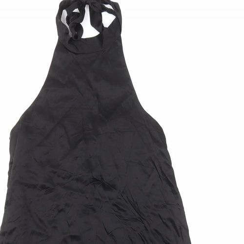 Zara Womens Black Polyester Trapeze & Swing Size S Halter Button