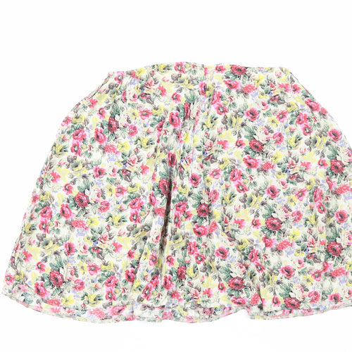 Preworn Womens Multicoloured Floral Viscose Skater Skirt Size M Zip