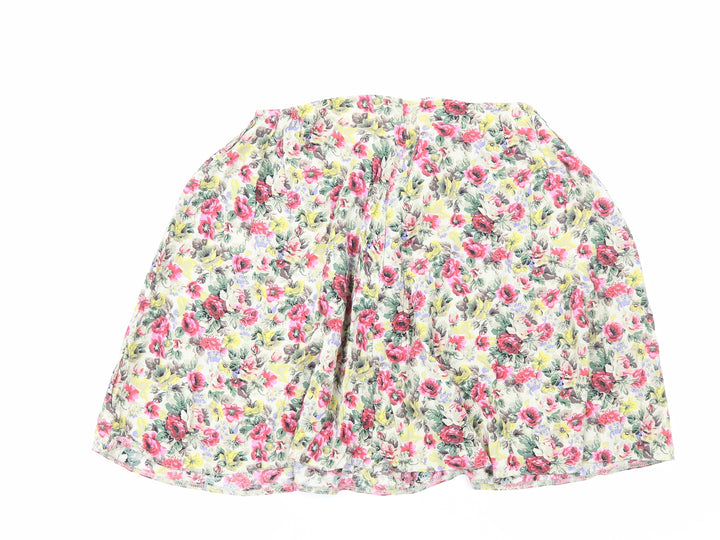 Preworn Womens Multicoloured Floral Viscose Skater Skirt Size M Zip