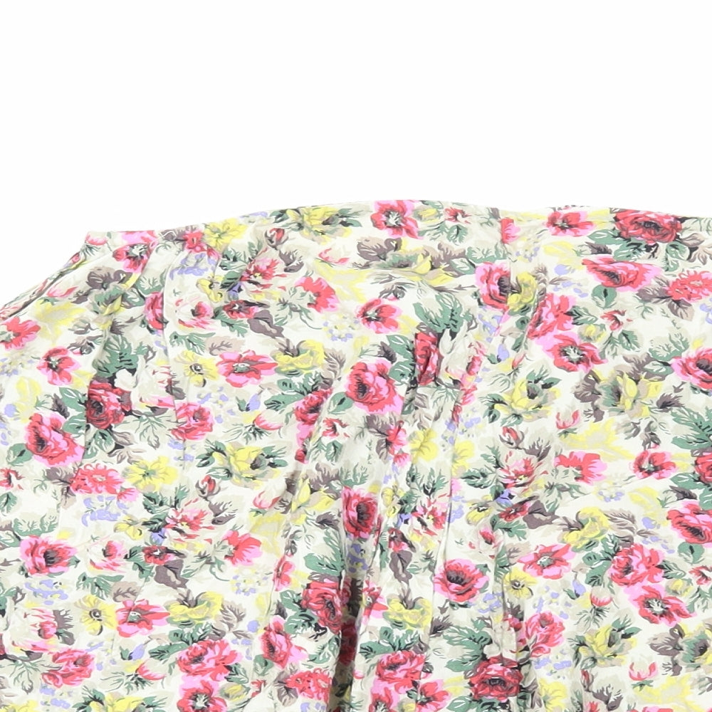 Preworn Womens Multicoloured Floral Viscose Skater Skirt Size M Zip