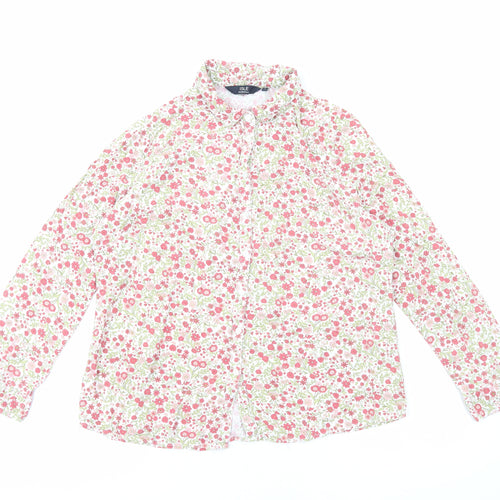 Isle Essentials Womens Pink Floral Viscose Basic Button-Up Size 16 V-Neck