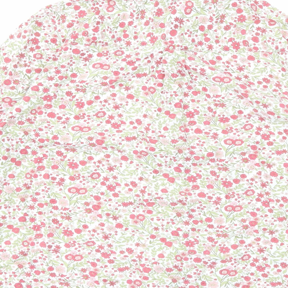 Isle Essentials Womens Pink Floral Viscose Basic Button-Up Size 16 V-Neck