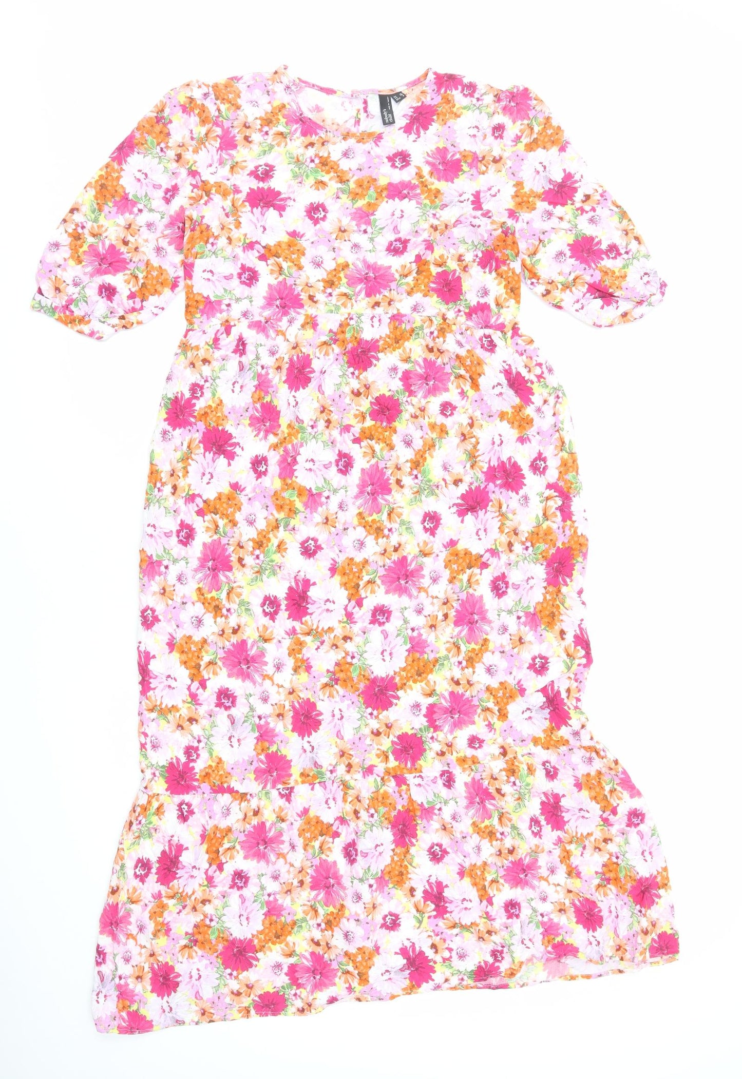 Nobody's Child Womens Pink Floral Viscose A-Line Size 10 Scoop Neck Pullover