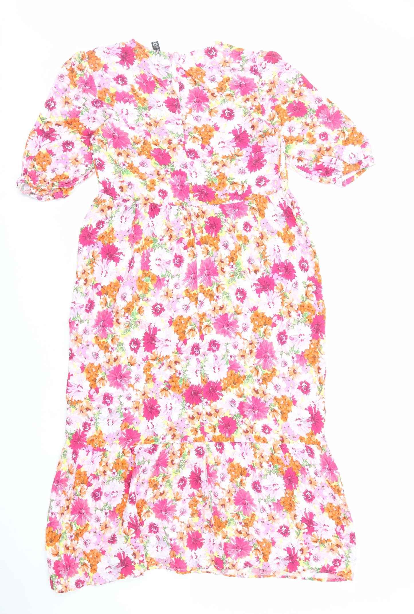 Nobody's Child Womens Pink Floral Viscose A-Line Size 10 Scoop Neck Pullover