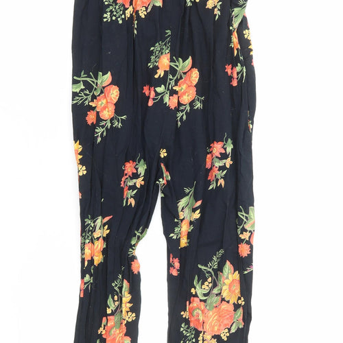 Only Womens Black Floral Viscose Jumpsuit One-Piece Size 8 Button
