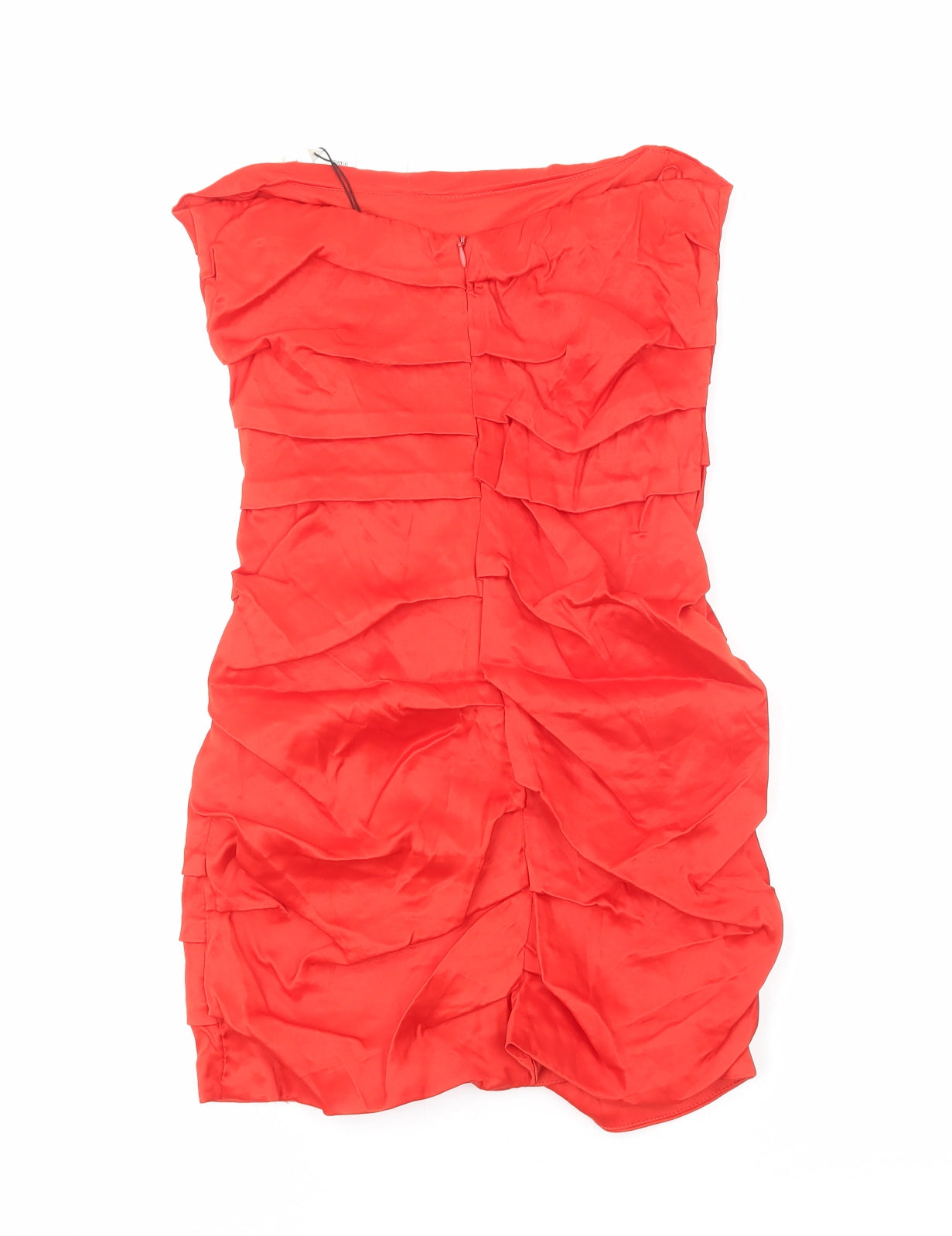Zara Womens Red Polyester Mini Size S Off the Shoulder Zip - Pleat Detail