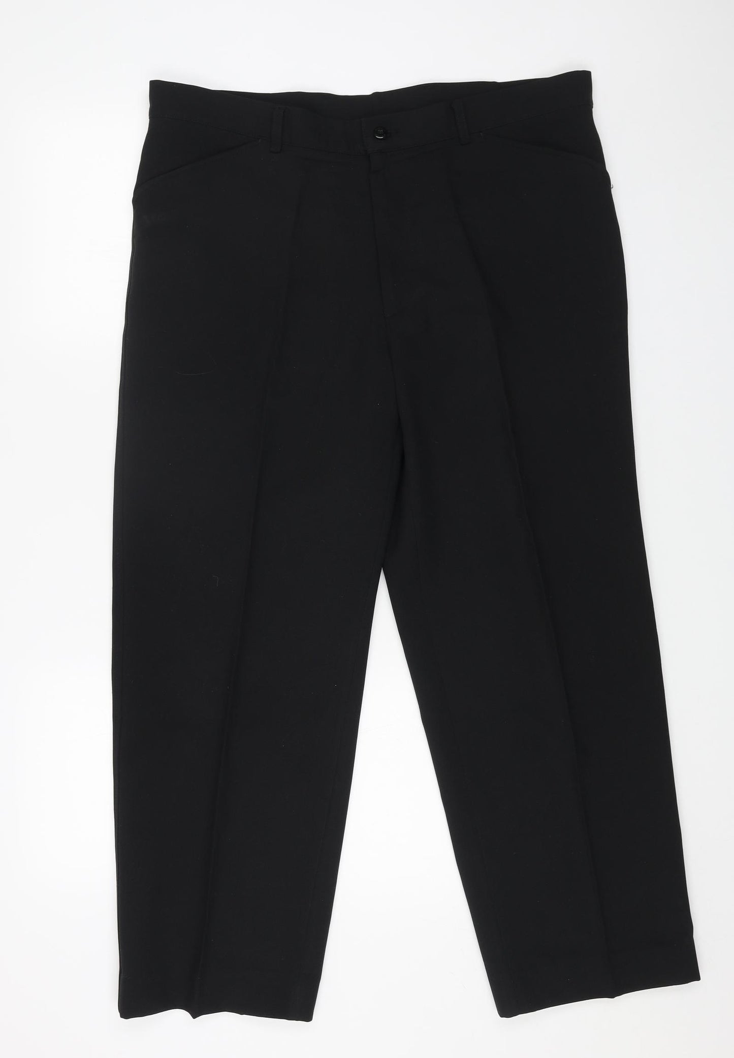 Farah Mens Black Polyester Trousers Size 38 in L24 in Regular Button