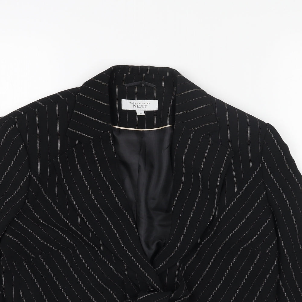 NEXT Womens Black Striped Jacket Blazer Size 14 Button