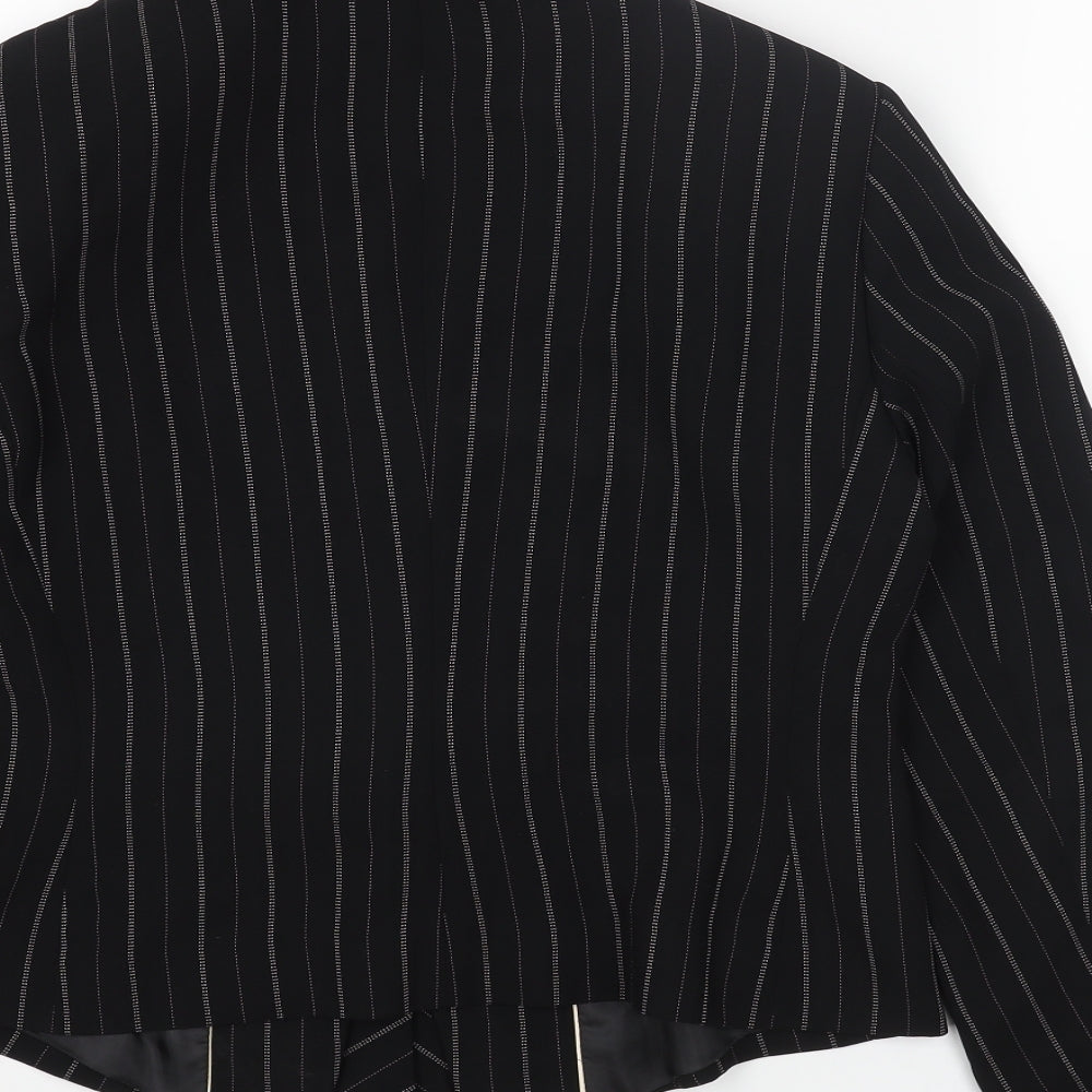 NEXT Womens Black Striped Jacket Blazer Size 14 Button