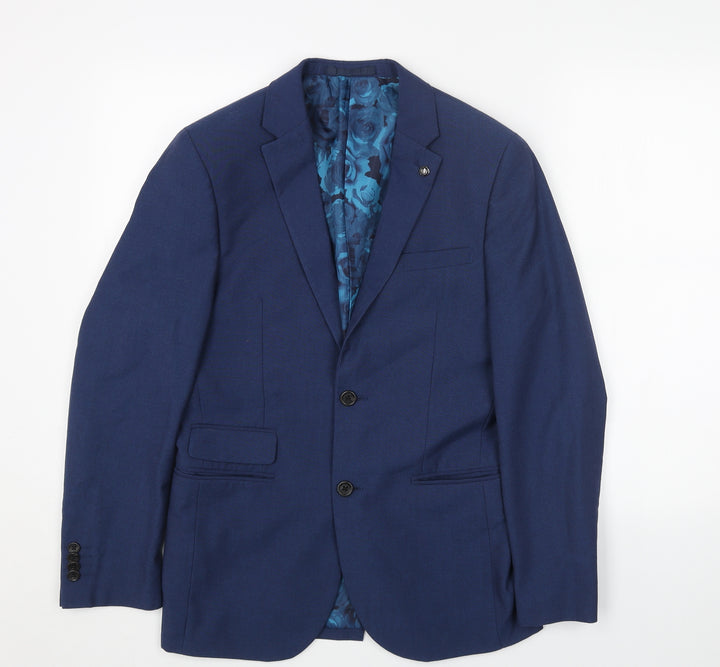 Preworn Mens Blue Polyester Jacket Blazer Size 36