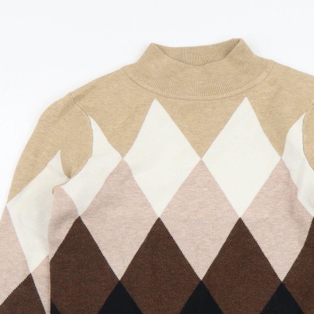 Marks and Spencer Womens Multicoloured High Neck Plaid Viscose Pullover Jumper Size 8