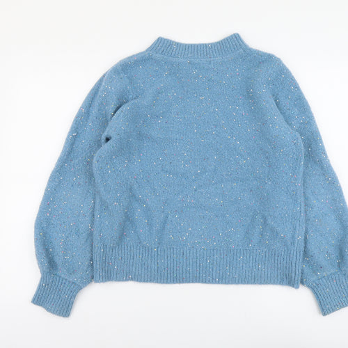 Crew Clothing Womens Blue Mock Neck Acrylic Pullover Jumper Size 14
