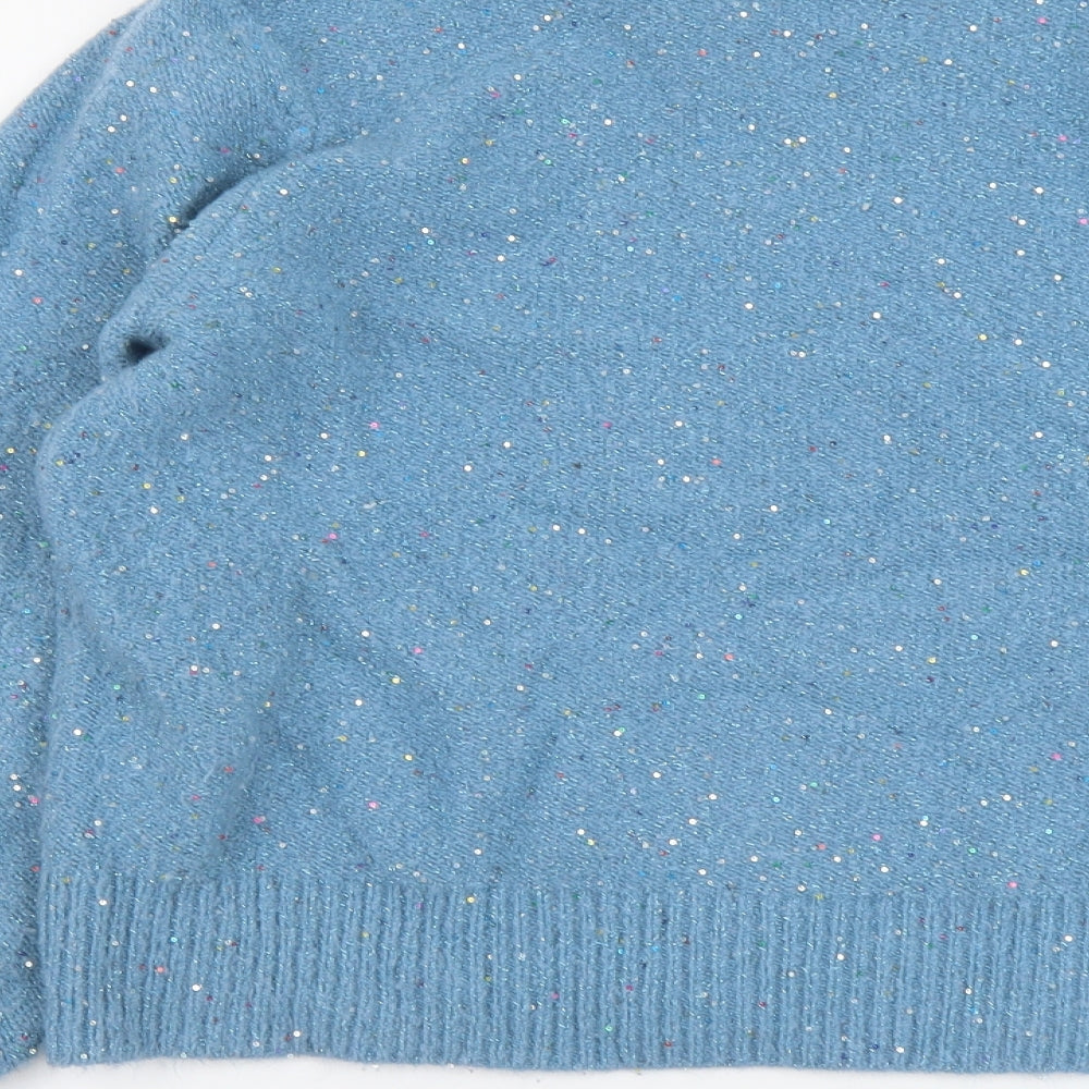 Crew Clothing Womens Blue Mock Neck Acrylic Pullover Jumper Size 14
