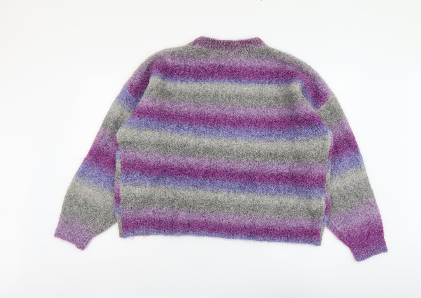 Pull&Bear Womens Multicoloured Round Neck Striped Polyester Pullover Jumper Size XL