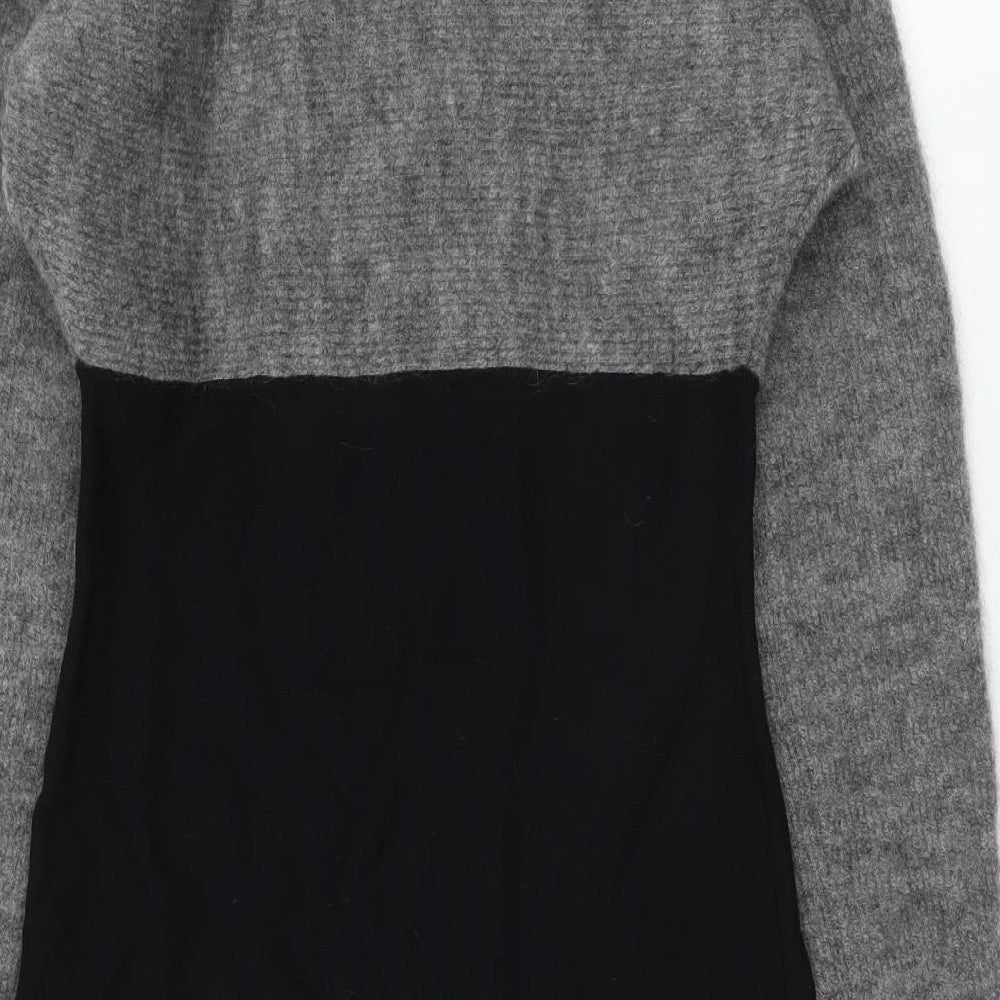 Armani Exchange Womens Grey Colourblock Wool Jumper Dress Size M Boat Neck Pullover