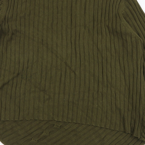 ELVI Womens Green Round Neck Cotton Pullover Jumper Size M