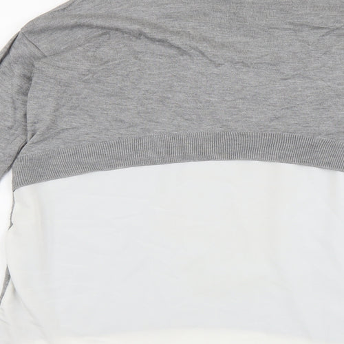 Topshop Womens Grey Round Neck Herringbone Polyester Pullover Jumper Size 12